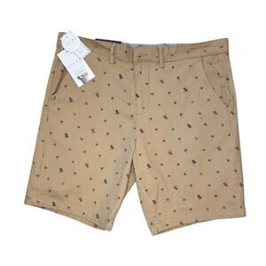 NEW Jachs NY Men's Chino Bleecker Shorts Size 32 Brown Palm Tree Embroidered NWT